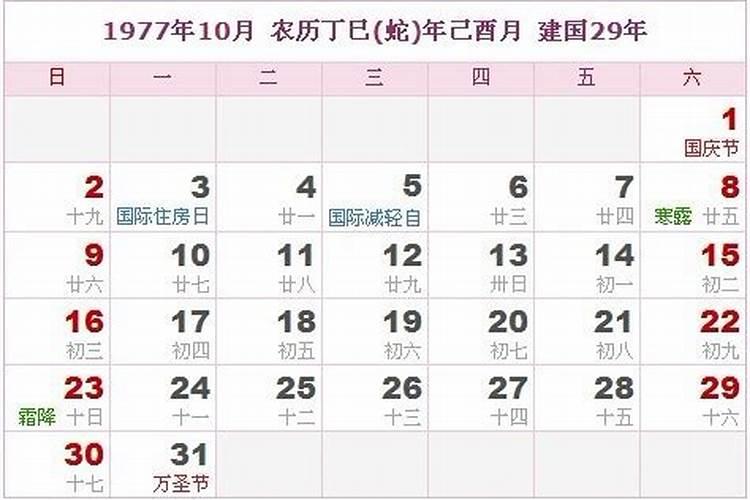 请问1977年农历10月19 凌晨出生 是什么命