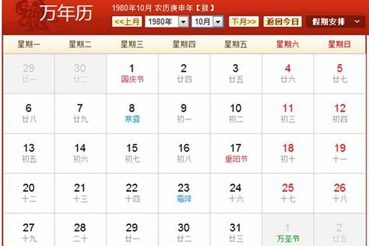 1980年农历十二月十七是公历什么时间