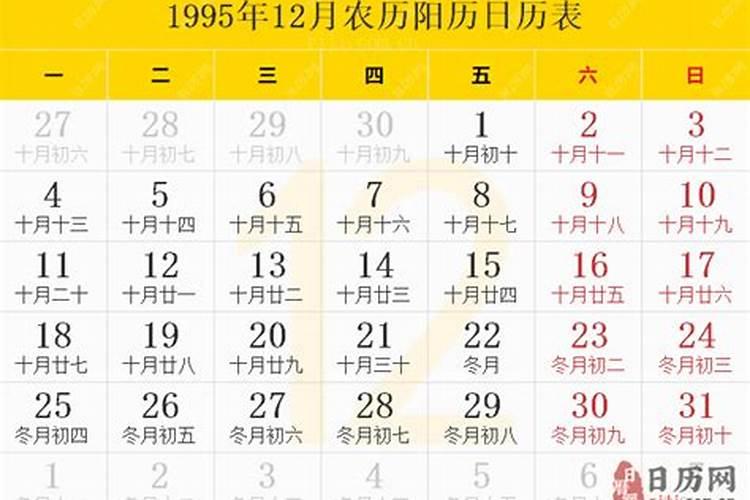 国历1995年冬至农历是几月几日？谢谢了,大神帮忙啊