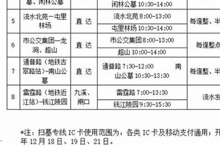 2019冬至杭州扫墓专线定制公交票价+发车时间