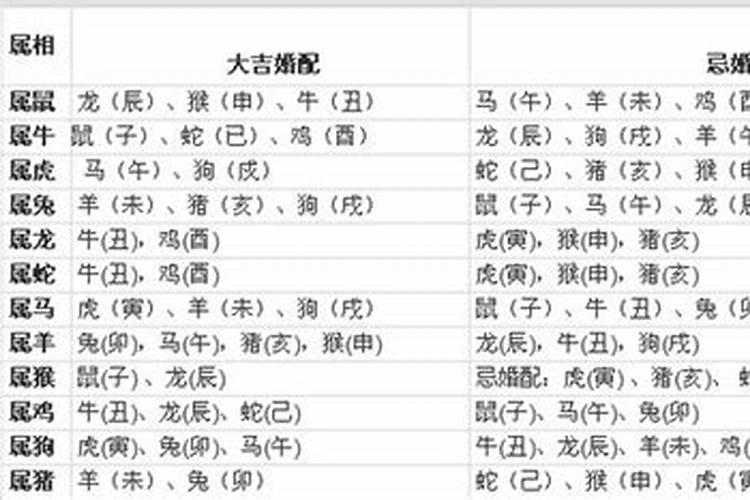 男女属相最佳婚配表最准的12生肖配对表